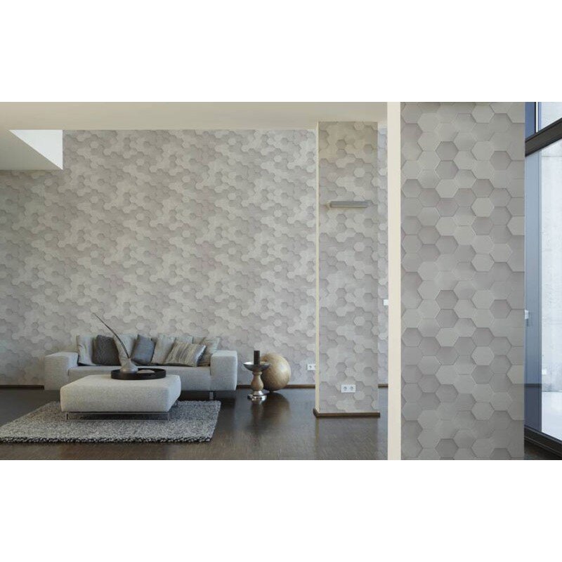 Tapet 3D Hexagoane gri
